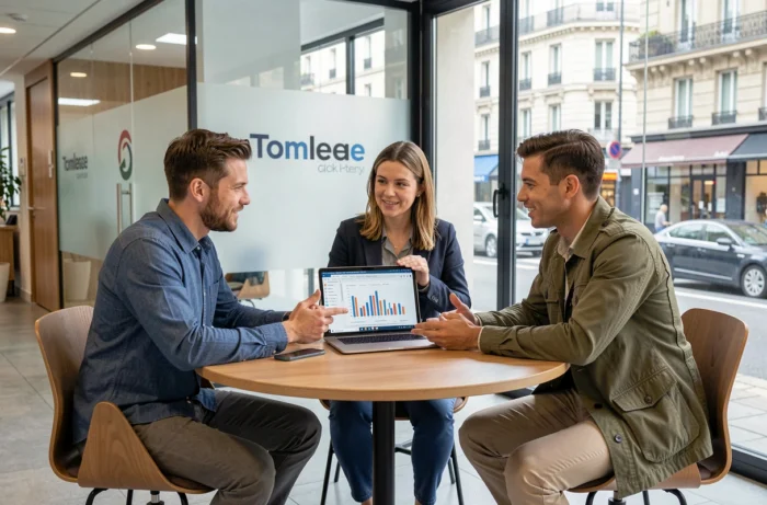 Équipe diversifiée en réunion dans une startup tech française, recrutement et opportunités professionnelles 2024